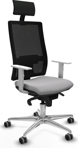 Sedia da ufficio Piqueras y Crespo, modello 4B086G1, colore grigio chiaro