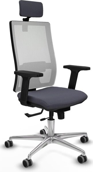 Sedia da ufficio con poggiatesta, modello Horna Traslack, marca Piqueras y Crespo, codice prodotto 2D086G2, colore grigio scuro