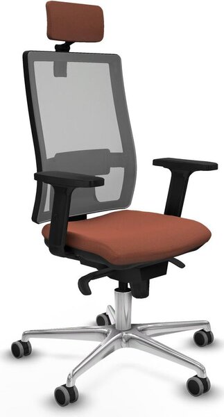 Sedia da ufficio con poggiatesta, modello Horna Piqueras y Crespo 2D086G2, colore marrone