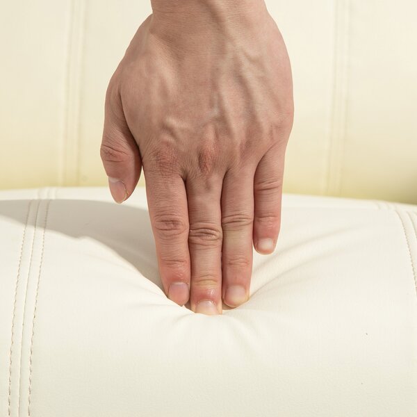 HOMCOM Poltrona Relax Girevole con Funzione Massaggio, Schienale Inclinabile, fino a 150 kg, in Ecopelle, Bianco Crema | Aosom Italy
