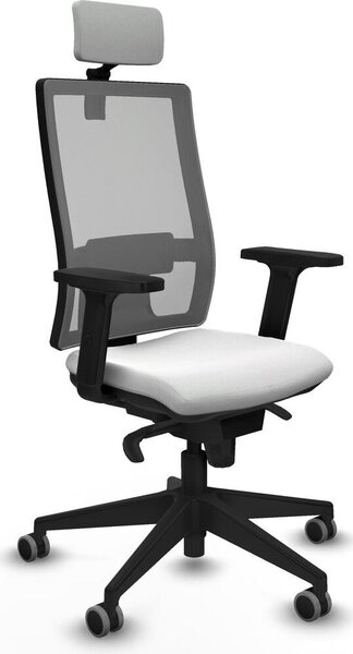 Sedia da ufficio con poggiatesta, modello Horna Piqueras y Crespo 2D066G2, colore bianco