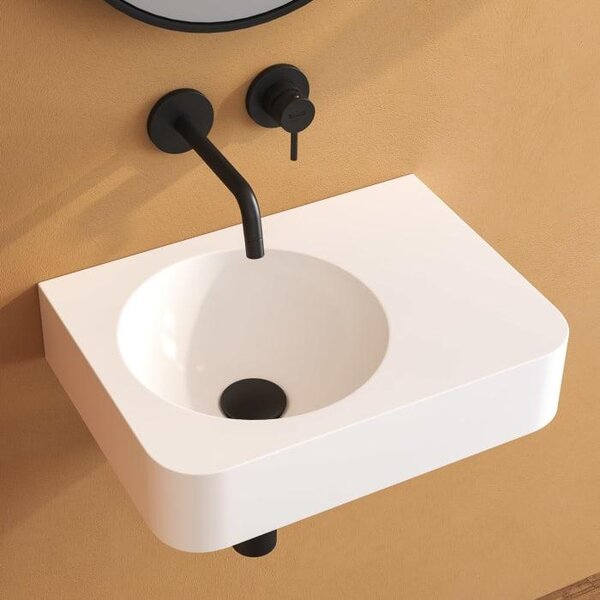 Lavabo da appoggio in pietra Kronenbach, 45 x 33 cm, posizionato a sinistra, senza foro per il rubinetto