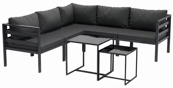 Outsunny Set da Giardino 7 Pezzi in Acciaio e Poliestere con 5 Sedie con Cuscini e 2 Tavolini da Caffè, Grigio
