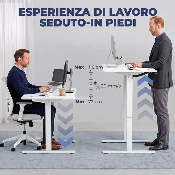 HOMCOM Scrivania Regolabile in Altezza con Memoria, Bianca | Aosom Italy