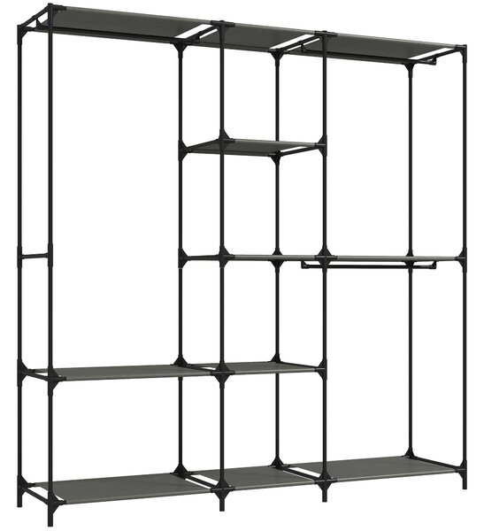 HOMCOM Armadio in Tessuto Salvaspazio con 3 Barre Appendiabiti, 5 Ripiani, Struttura in Acciaio, 182x43x182 cm, Nero | Aosom Italy