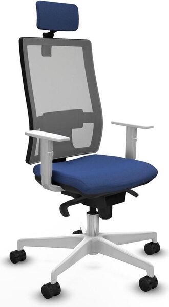 Sedia da ufficio con poggiatesta, modello Horna Piqueras y Crespo 4B026N2, colore blu navy
