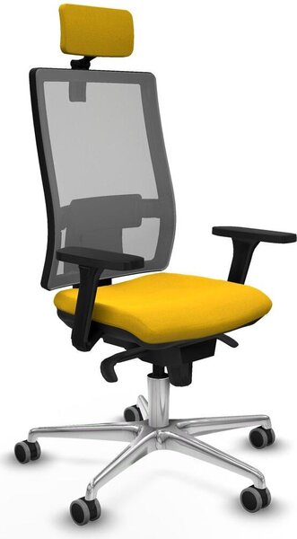 Sedia da ufficio con poggiatesta, modello Horna Piqueras y Crespo 3D086G2, colore giallo