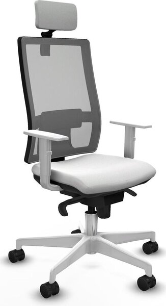 Sedia da ufficio con poggiatesta, modello Horna Piqueras y Crespo 4B026N2, colore bianco
