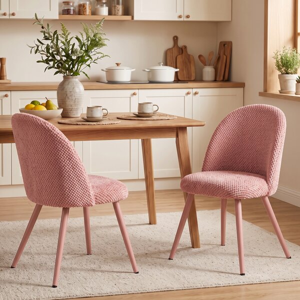 HOMCOM Set 2 Sedie da Pranzo in Velluto con Seduta Imbottita, Rosa | Aosom Italy