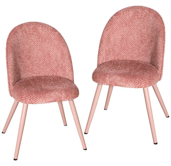 HOMCOM Set 2 Sedie da Pranzo in Velluto con Seduta Imbottita, Rosa | Aosom Italy