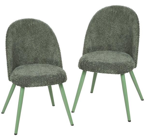 HOMCOM Set 2 Sedie da Pranzo in Velluto con Seduta Imbottita, Verde Scuro | Aosom Italy