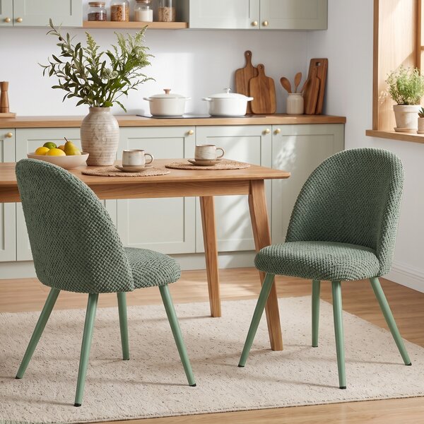 HOMCOM Set 2 Sedie da Pranzo in Velluto con Seduta Imbottita, Verde Scuro | Aosom Italy