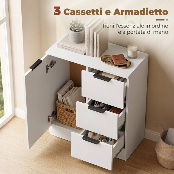 HOMCOM Madia Moderna con 3 Cassetti e Anta Soft-Close | Aosom Italy