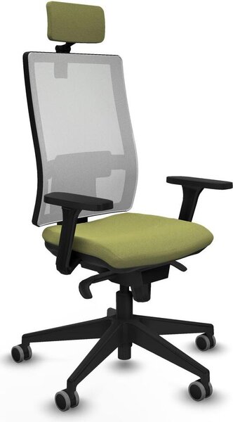 Sedia da ufficio con poggiatesta, modello Horna Piqueras y Crespo 3D066G2, colore verde