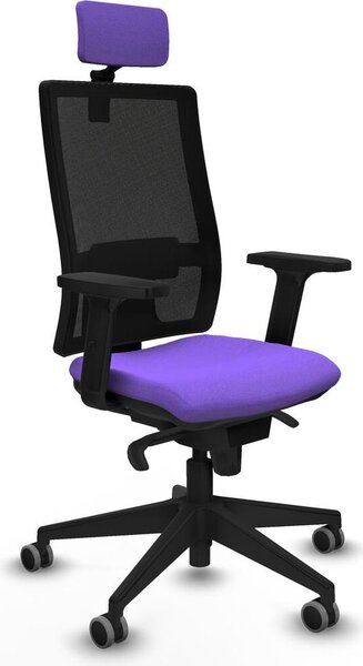 Sedia da ufficio con poggiatesta, modello 2D066G2, colore lilla, marca Piqueras y Crespo