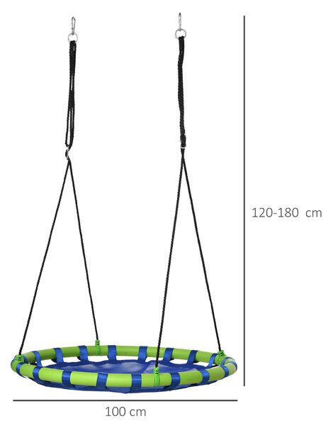 Outsunny Altalena per Bambini da 3-8 Anni da Giardino Ø100cm e Corde Regolabili, Blu|Aosom