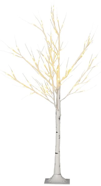 HOMCOM Albero di Natale Bianco Piccolo in PP e Metallo con 72 Luci LED per Interni ed Esterni, 17x17x120 cm|Aosom