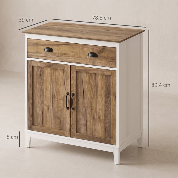 HOMCOM Mobile Multiuso in Truciolato con Armadietto e Cassetto in Stile Rustico, 78.5x39x89.4cm, Bianco|Aosom