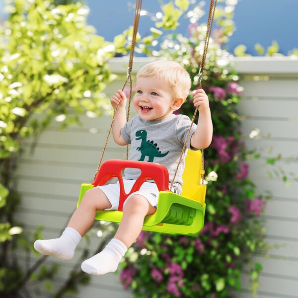Outsunny Altalena per Bambini 9-36 Mesi in PP e PE con Corda Regolabile e Cintura, 42x33x120-180 cm|Aosom
