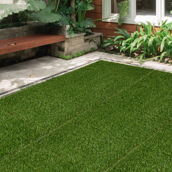 Outsunny Piastrelle da Giardino con Erba Sintetica 30x30cm 10 Pezzi, Prato Artificiale Realistico, Verde|Aosom