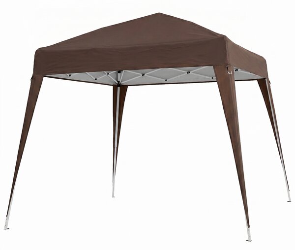 Outsunny Gazebo Pieghevole da Giardino 2.4x2.4m con Struttura in Acciaio e Corde Antivento, Caffè|Aosom