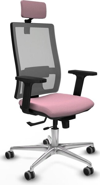 Sedia da ufficio con poggiatesta, modello Horna Traslack, marca Piqueras y Crespo, codice prodotto 2D086G2, colore rosa