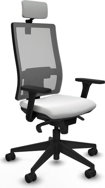 Sedia da ufficio con poggiatesta, modello Horna Piqueras y Crespo 3D066N2, colore bianco