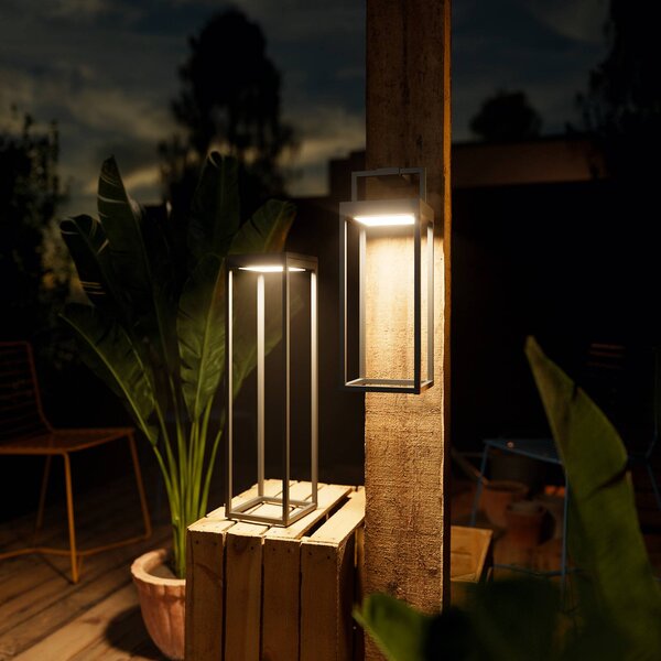 Sigor Lampada LED solare Numove, grigio grafite, altezza 32,5 cm dimmerabile, Alluminio / Grigio / Zincato, Alluminio, Moderno, Lampade solari
