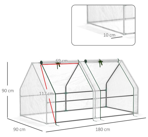 Outsunny Serra a tunnel da Giardino con struttura tubolare, Copertura in PE Rinforzato e Telaio in Acciaio, 180x90x90cm, Bianco | Aosom Italy