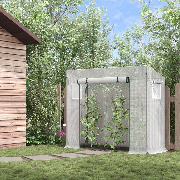 Outsunny Serra da Giardino con Porta Avvolgibile e Bordi Estesi, in Acciaio e PVC Impermeabile, 200x76x168 cm, Bianco | Aosom Italy