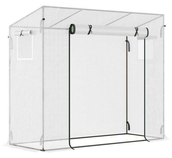 Outsunny Serra da Giardino con Porta Avvolgibile e Bordi Estesi, in Acciaio e PVC Impermeabile, 200x76x168 cm, Bianco | Aosom Italy