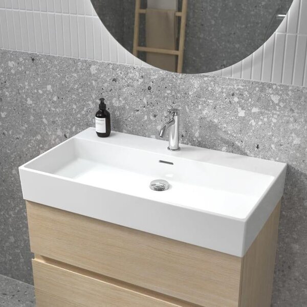 Lavabo Ideal Standard Lastani, 81,5 cm, con 1 foro per il rubinetto e sistema di troppo pieno