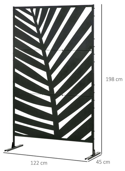 Outsunny Pannello Privacy Esterno in Metallo, 122 x 198 cm, Divisorio Decorativo con Supporto e Viti di Espansione, Pannello Autoportante per Giardino, Terrazza, Piscina, Foglia di Banana | Aosom Italy
