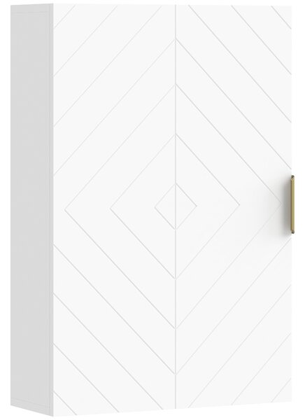 Kleanking Armadietto Bagno a Muro con Anta Decorata, Maniglia Dorata e Ripiani Regolabili, 40x15x60 cm, Bianco | Aosom Italy