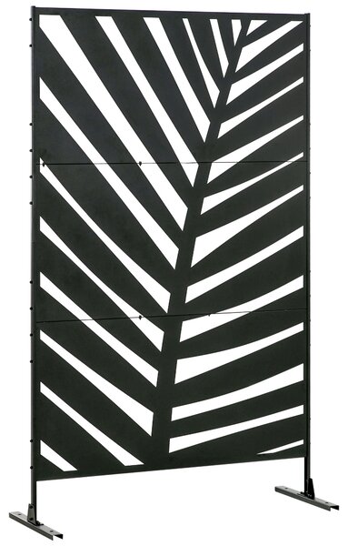 Outsunny Pannello Privacy Esterno in Metallo, 122 x 198 cm, Divisorio Decorativo con Supporto e Viti di Espansione, Pannello Autoportante per Giardino, Terrazza, Piscina, Foglia di Banana | Aosom Italy