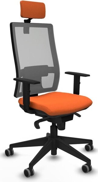 Sedia da ufficio con poggiatesta, modello Horna Piqueras y Crespo 1D066G2, colore arancione