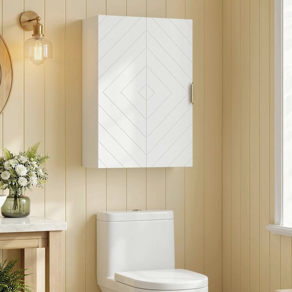 Kleanking Armadietto Bagno a Muro con Anta Decorata, Maniglia Dorata e Ripiani Regolabili, 40x15x60 cm, Bianco | Aosom Italy