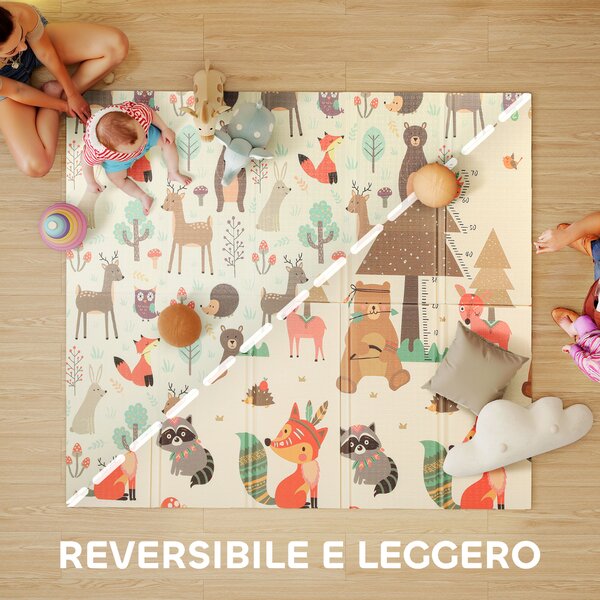 AIYAPLAY Tappeto per Bambini 0-6 Anni a Tema Foresta con Superficie Impermeabile in XPE Multicolore, 196x176x1.5 cm | Aosom Italy