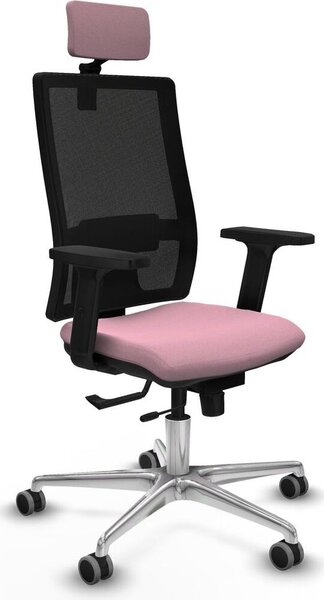 Sedia da ufficio con poggiatesta, modello Horna Traslack, marca Piqueras y Crespo, codice prodotto 2D086G2, colore rosa