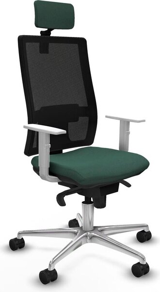 Sedia da ufficio con poggiatesta, modello Horna Piqueras y Crespo 4B086N2, colore verde