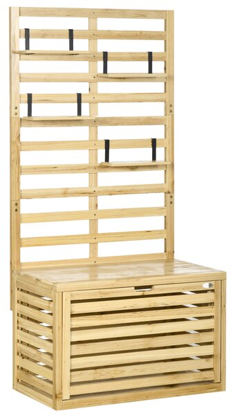 Outsunny Cassapanca da Giardino con Traliccio e 4 Ripiani in Legno con Chiusura Magnetica, 80x45x160 cm | Aosom Italy