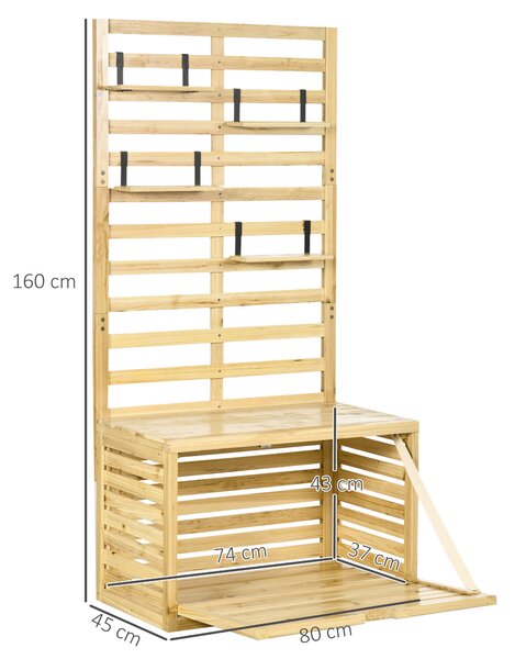 Outsunny Cassapanca da Giardino con Traliccio e 4 Ripiani in Legno con Chiusura Magnetica, 80x45x160 cm | Aosom Italy