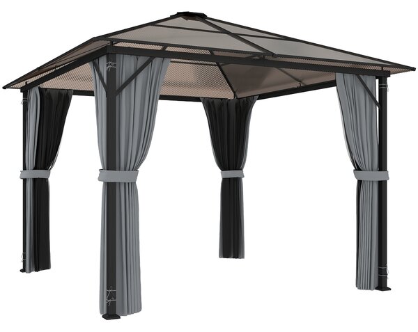 Outsunny Gazebo Esterno con Tetto Rigido, 3x3 m, Grigio Scuro | Aosom Italy