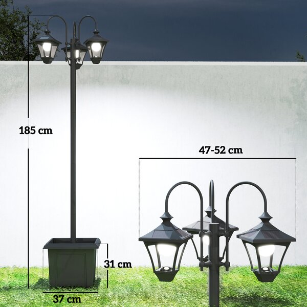 Outsunny Lampione da Giardino Solare 1.85 m in Acciaio Inox con Altezza Regolabile, IP44 Impermeabile | Aosom Italy