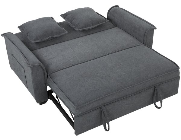 HOMCOM Divano Letto a 2 Posti con Schienale Regolabile e 2 Cuscini, 168x85x86 cm, Grigio Scuro | Aosom Italy