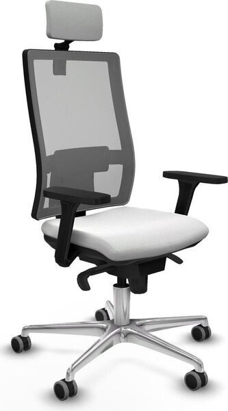 Sedia da ufficio con poggiatesta, modello Horna Piqueras y Crespo 3D086G2, colore bianco