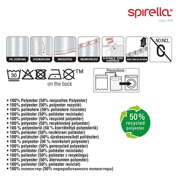 Tenda per doccia 180x200 cm Jaya – Spirella