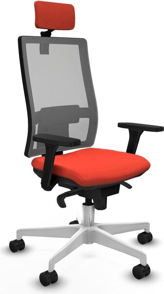 Sedia da ufficio con poggiatesta, modello Horna Piqueras y Crespo 3D026N2, colore arancione scuro