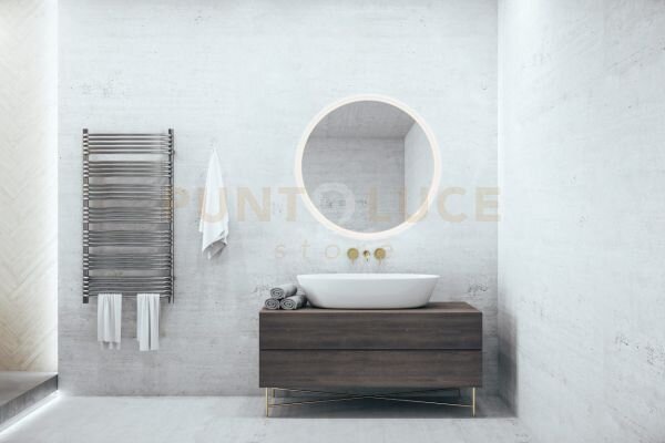 Aura specchio da parete da bagno rotondo retro-illuminato d.60cm le