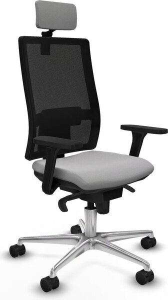 Sedia da ufficio con poggiatesta, modello Horna Piqueras y Crespo 3D086N2, colore grigio chiaro